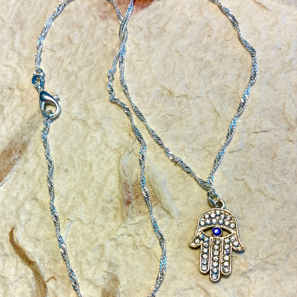 Hamsa Crystal Pendant Necklace
